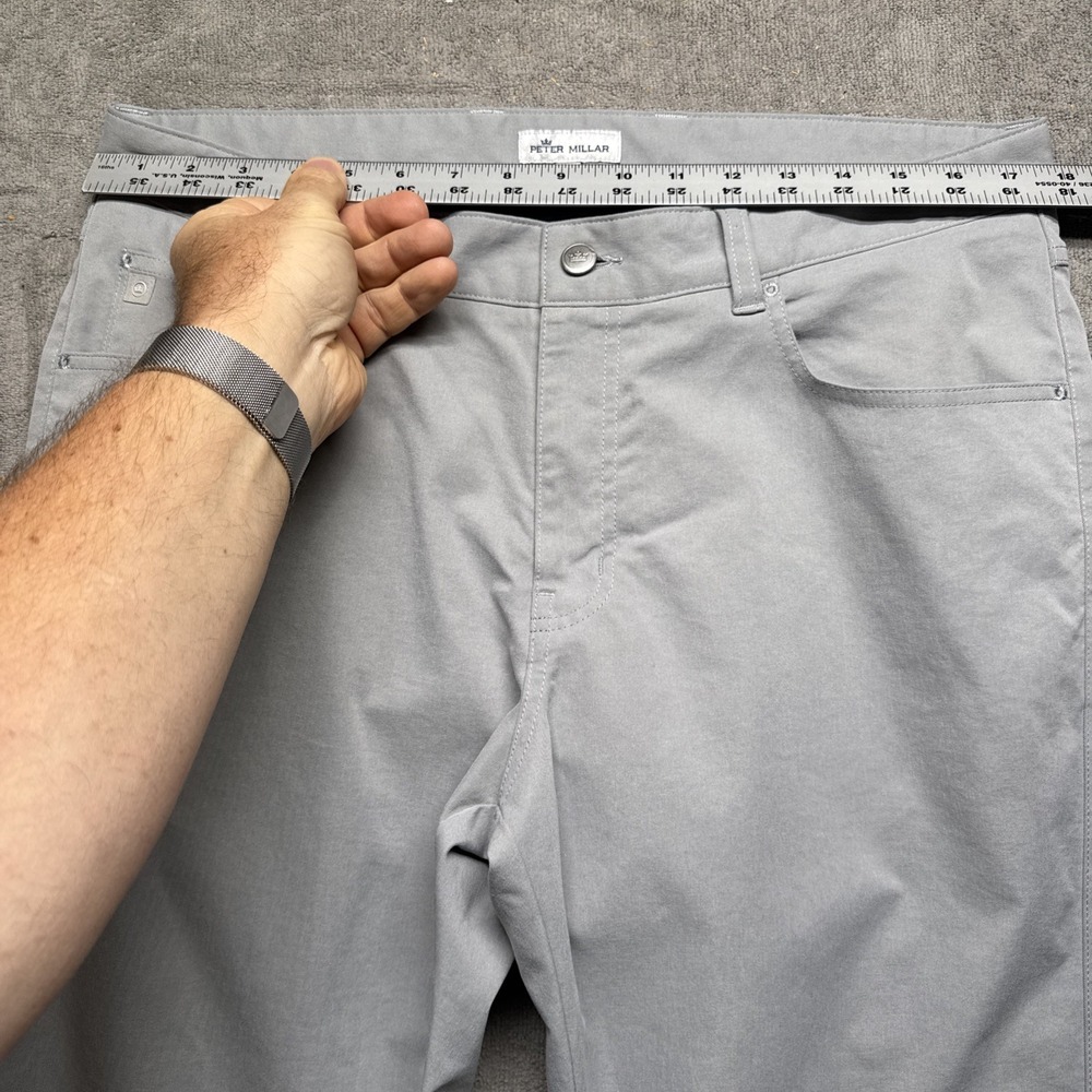Peter Millar Crown Sport Golf Pants Mens 35 Gray Performance Lightweight Classic - Picture 3 of 11